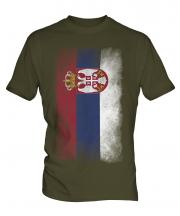 Serbia Faded Flag Mens T-Shirt