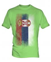 Serbia Faded Flag Mens T-Shirt