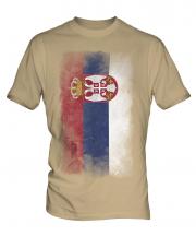 Serbia Faded Flag Mens T-Shirt