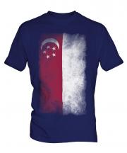 Singapore Faded Flag Mens T-Shirt