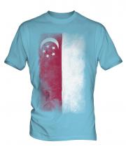 Singapore Faded Flag Mens T-Shirt