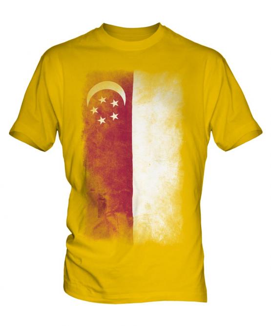 Singapore Faded Flag Mens T-Shirt