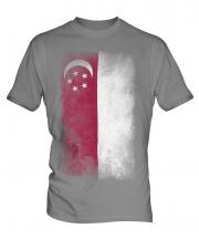 Singapore Faded Flag Mens T-Shirt