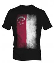 Singapore Faded Flag Mens T-Shirt