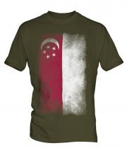 Singapore Faded Flag Mens T-Shirt