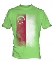 Singapore Faded Flag Mens T-Shirt
