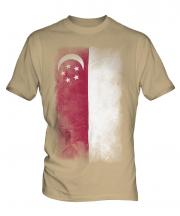 Singapore Faded Flag Mens T-Shirt