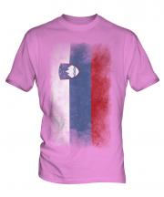 Slovenia Faded Flag Mens T-Shirt