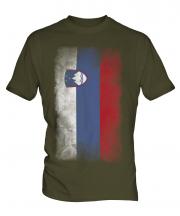 Slovenia Faded Flag Mens T-Shirt