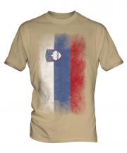 Slovenia Faded Flag Mens T-Shirt