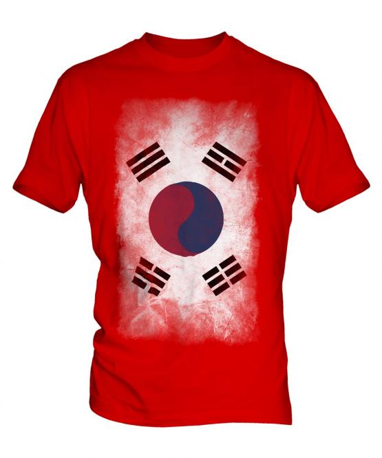South Korea Faded Flag Mens T-Shirt