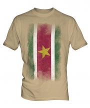 Suriname Faded Flag Mens T-Shirt