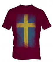 Sweden Faded Flag Mens T-Shirt