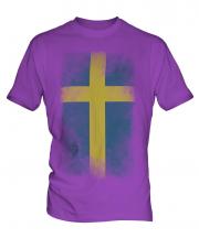 Sweden Faded Flag Mens T-Shirt