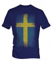 Sweden Faded Flag Mens T-Shirt