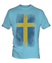 Sweden Faded Flag Mens T-Shirt