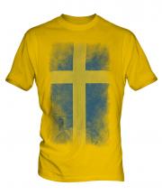 Sweden Faded Flag Mens T-Shirt