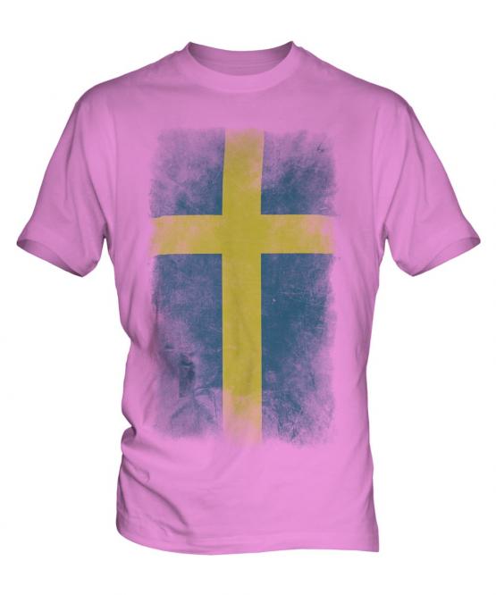 Sweden Faded Flag Mens T-Shirt