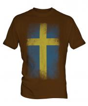 Sweden Faded Flag Mens T-Shirt