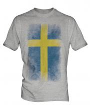 Sweden Faded Flag Mens T-Shirt