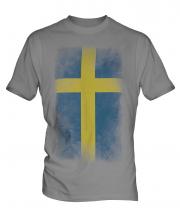 Sweden Faded Flag Mens T-Shirt