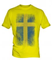 Sweden Faded Flag Mens T-Shirt
