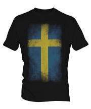 Sweden Faded Flag Mens T-Shirt