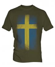 Sweden Faded Flag Mens T-Shirt