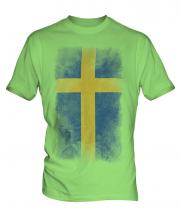 Sweden Faded Flag Mens T-Shirt