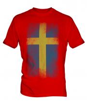 Sweden Faded Flag Mens T-Shirt
