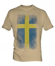 Sweden Faded Flag Mens T-Shirt
