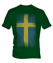 Sweden Faded Flag Mens T-Shirt