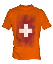 Switzerland Faded Flag Mens T-Shirt