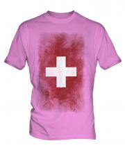 Switzerland Faded Flag Mens T-Shirt