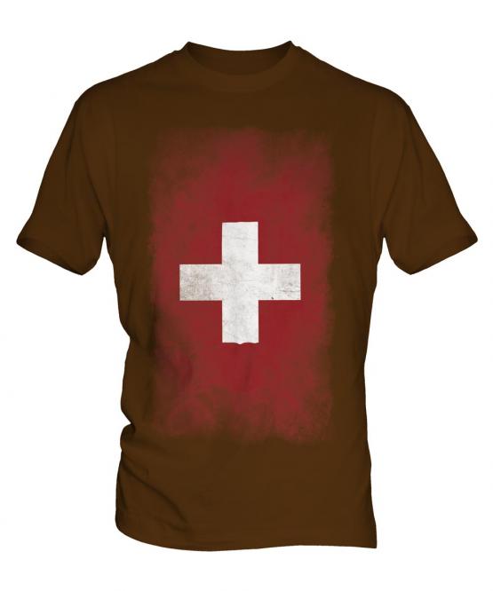Switzerland Faded Flag Mens T-Shirt