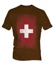 Switzerland Faded Flag Mens T-Shirt