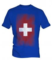 Switzerland Faded Flag Mens T-Shirt