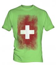 Switzerland Faded Flag Mens T-Shirt