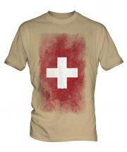 Switzerland Faded Flag Mens T-Shirt