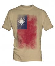 Taiwan Faded Flag Mens T-Shirt