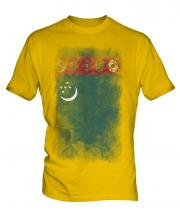 Turkmenistan Faded Flag Mens T-Shirt