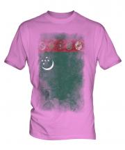 Turkmenistan Faded Flag Mens T-Shirt