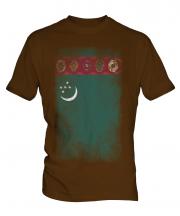 Turkmenistan Faded Flag Mens T-Shirt