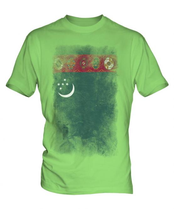 Turkmenistan Faded Flag Mens T-Shirt