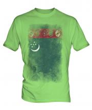 Turkmenistan Faded Flag Mens T-Shirt