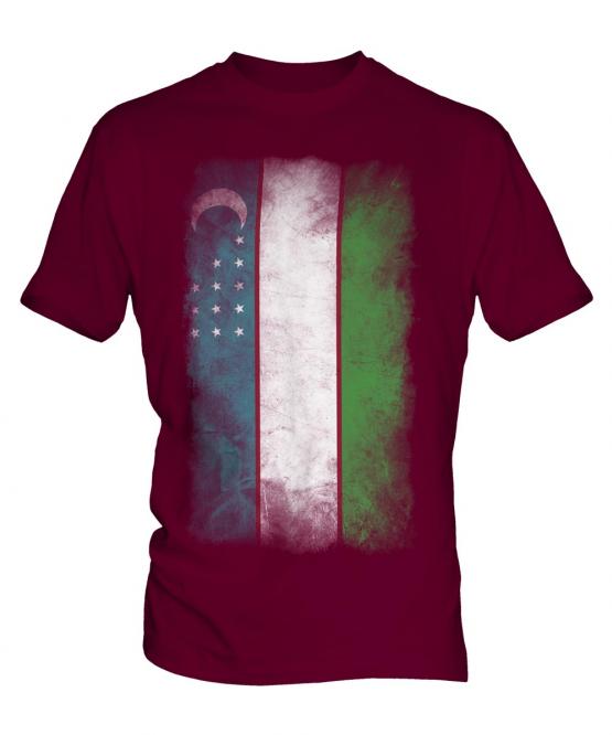 Uzbekistan Faded Flag Mens T-Shirt