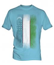 Uzbekistan Faded Flag Mens T-Shirt