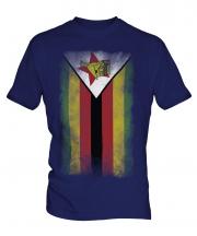 Zimbabwe Faded Flag Mens T-Shirt