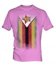Zimbabwe Faded Flag Mens T-Shirt