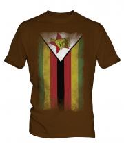 Zimbabwe Faded Flag Mens T-Shirt